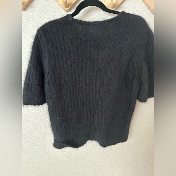 Compagnie De La Maille Short Sleeve Black Sweater Sz S - Picture 6 of 7